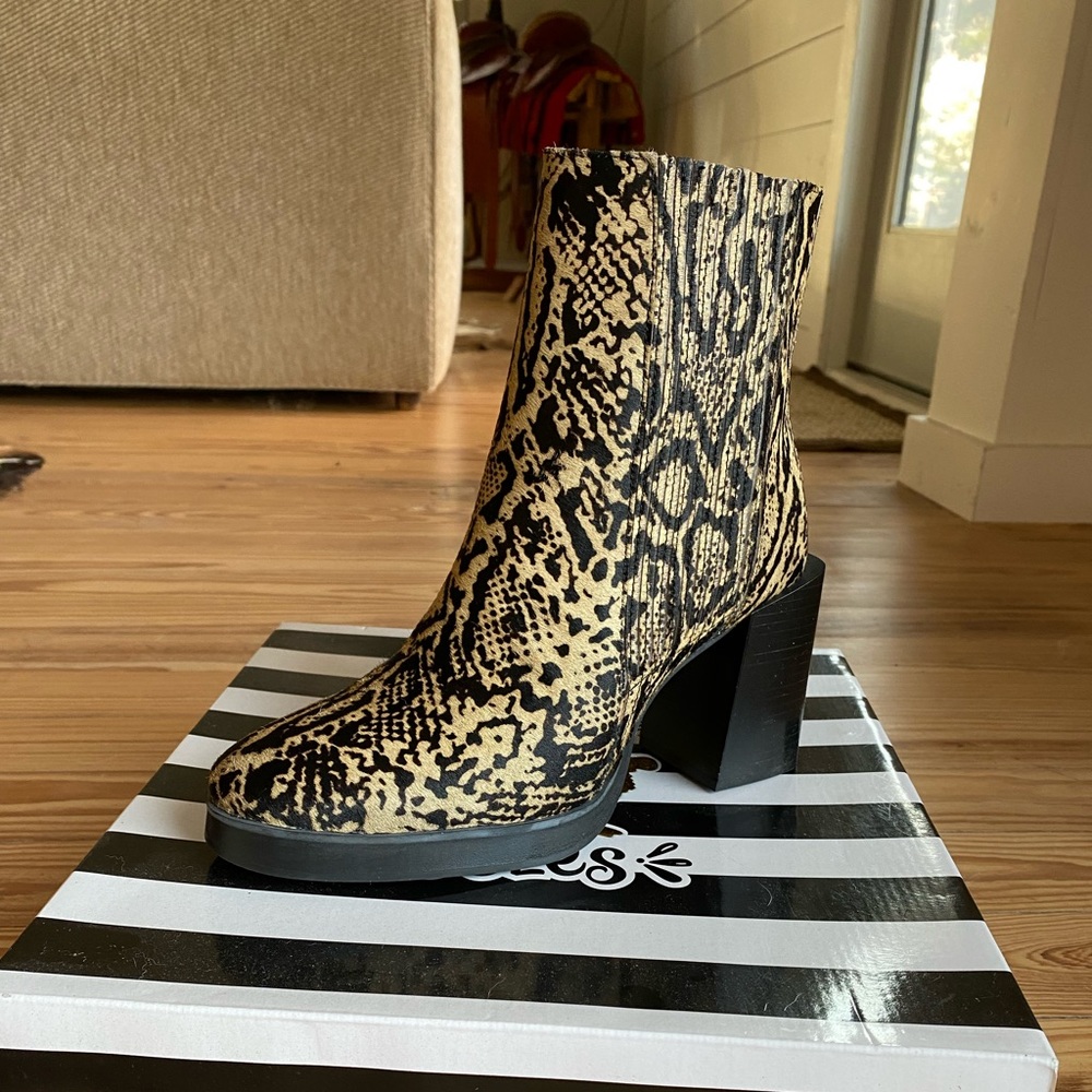 Snake print booties